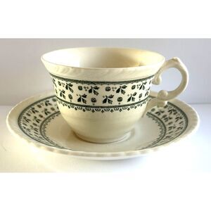 Vintage Crown Ducal Teacup Saucer Americana Green Floral England Tea Cup Set